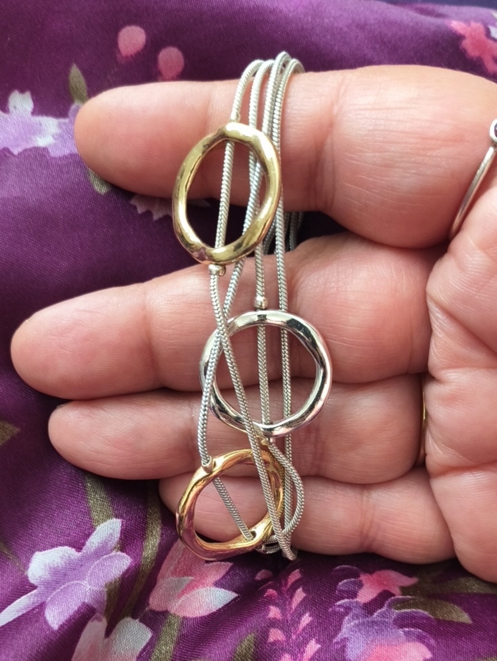 Very Nice 4 Strand Two-tone Bracelet With Magnetic Clasp